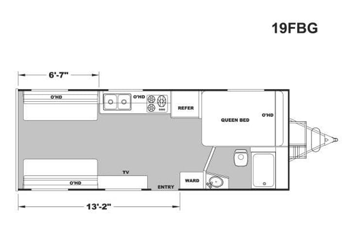 Representative floor plan provided by a trusted RVshare partner.