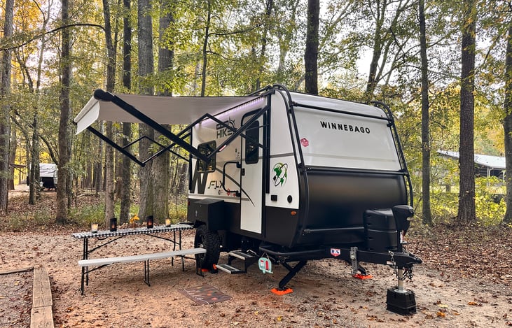 Simple to use awning with a push of a button