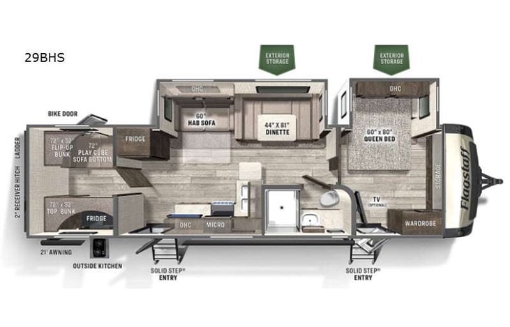 Representative floor plan provided by a trusted RVshare partner.