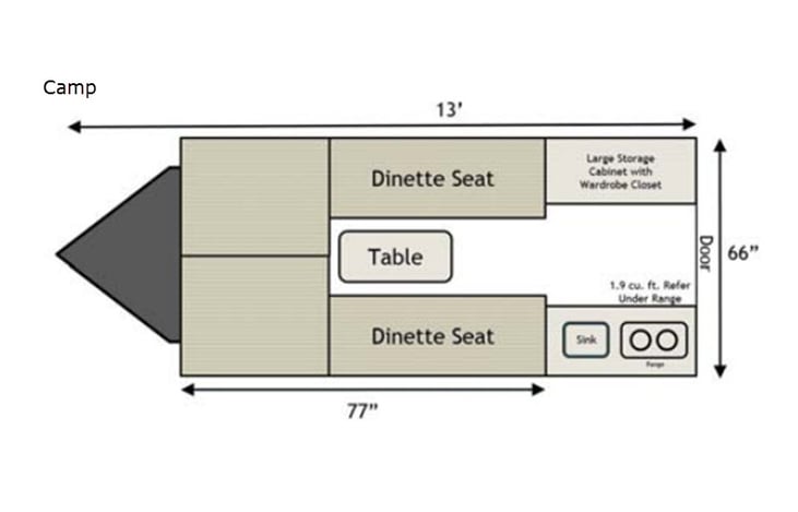 Representative floor plan provided by a trusted RVshare partner.