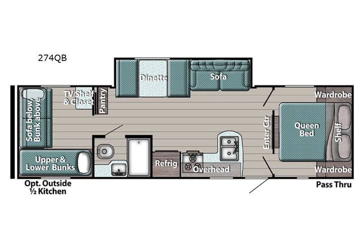 Representative floor plan provided by a trusted RVshare partner.