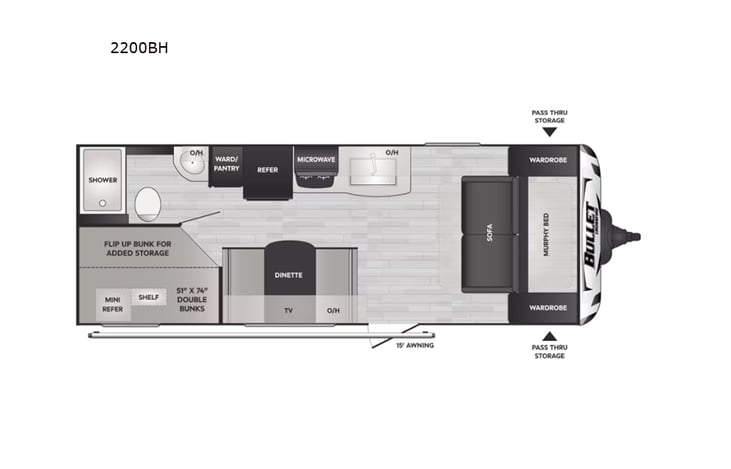 Representative floor plan provided by a trusted RVshare partner.