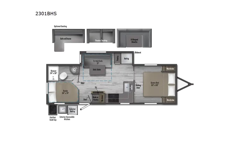 Representative floor plan provided by a trusted RVshare partner.