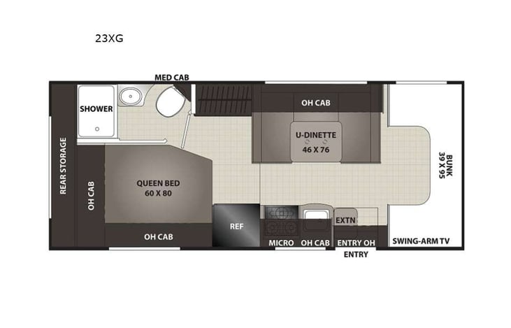 Representative floor plan provided by a trusted RVshare partner.