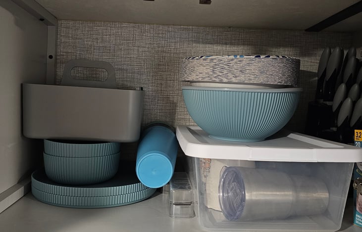 Dinner plates, utensils, bowls and cups stocked. All you have to do is bring your food.