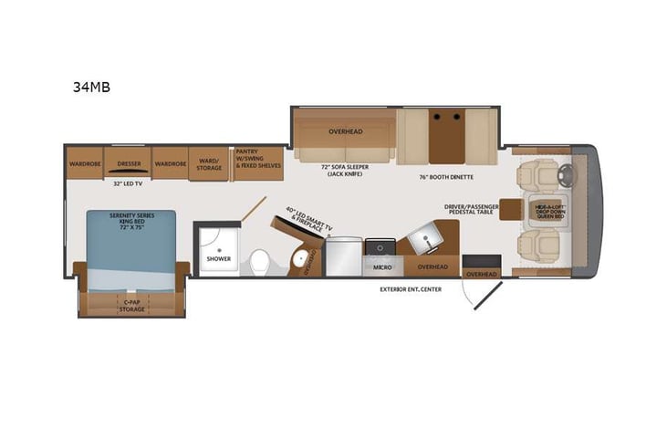 Representative floor plan provided by a trusted RVshare partner.