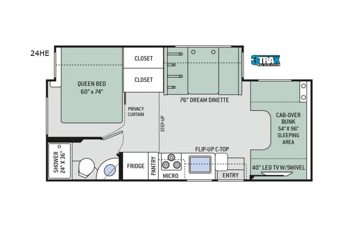 Representative floor plan provided by a trusted RVshare partner.