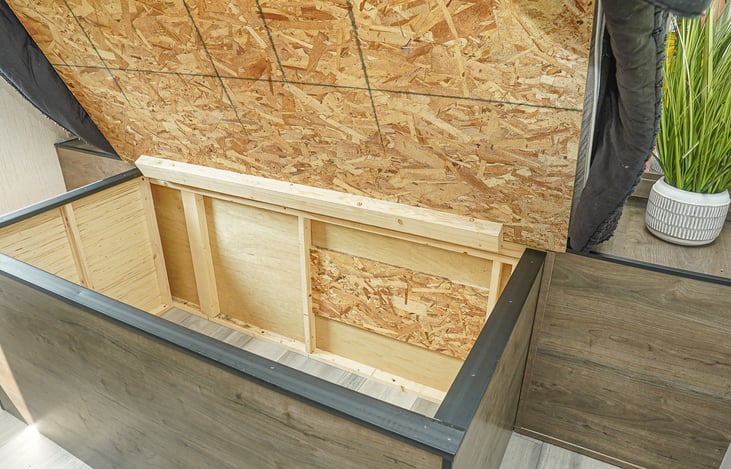 Under bed storage for suitcases and easy access!