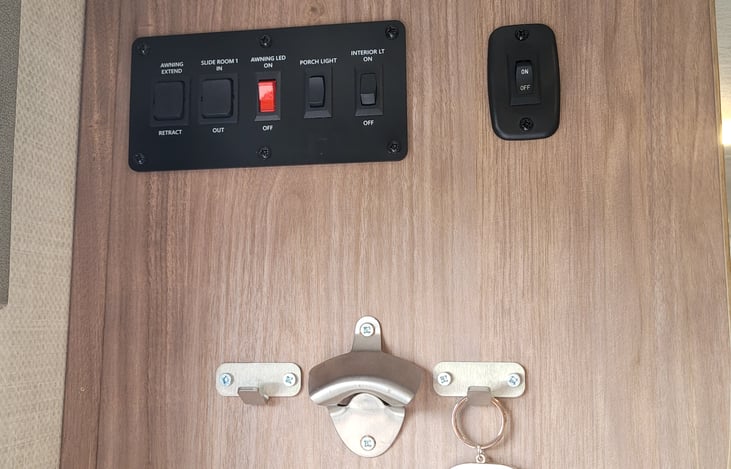 Slide, awning, RV lighting control panel.
