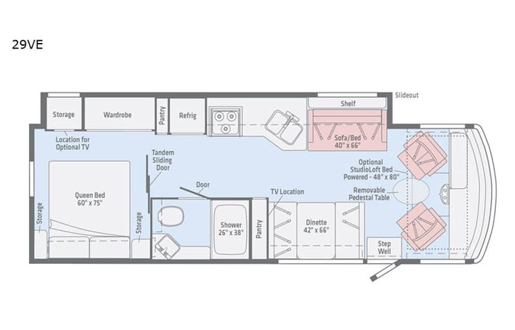 Representative floor plan provided by a trusted RVshare partner.