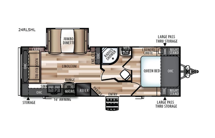 Representative floor plan provided by a trusted RVshare partner.