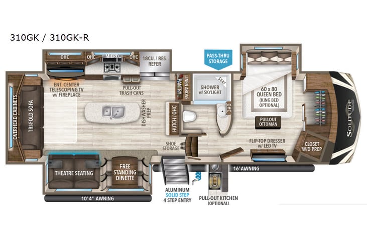 Representative floor plan provided by a trusted RVshare partner.