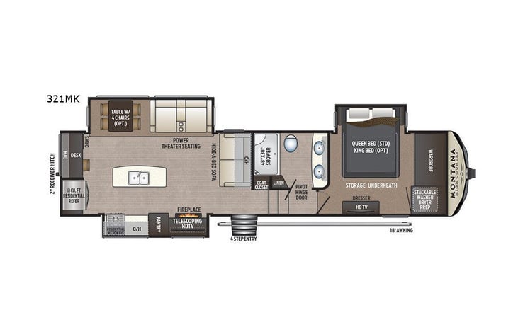 Representative floor plan provided by a trusted RVshare partner.