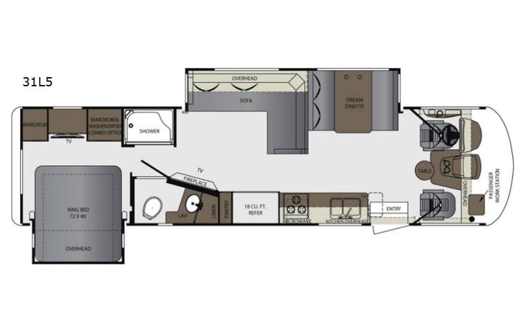 Representative floor plan provided by a trusted RVshare partner.