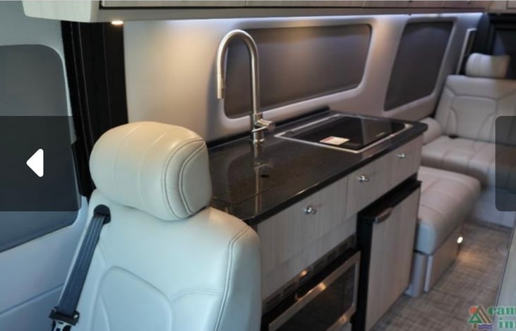 Farmhouse-style sink
Two-burner induction cooktop