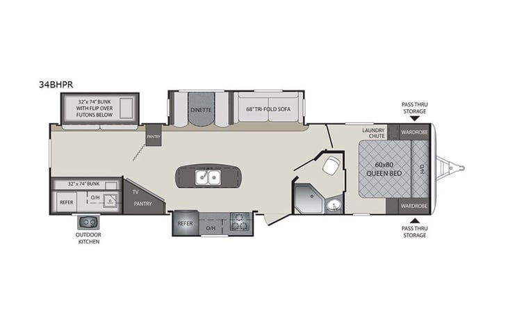 Representative floor plan provided by a trusted RVshare partner.