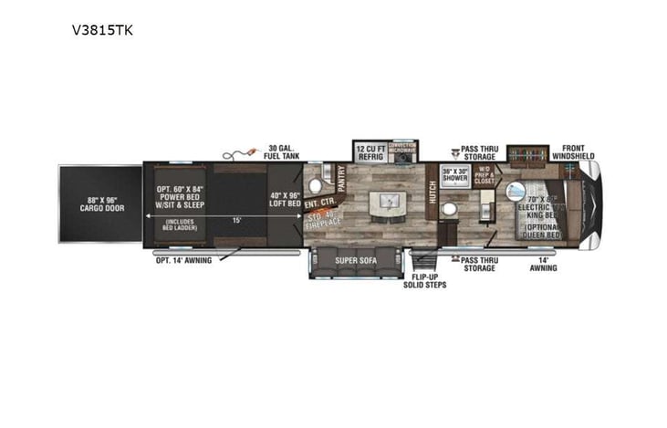 Representative floor plan provided by a trusted RVshare partner.