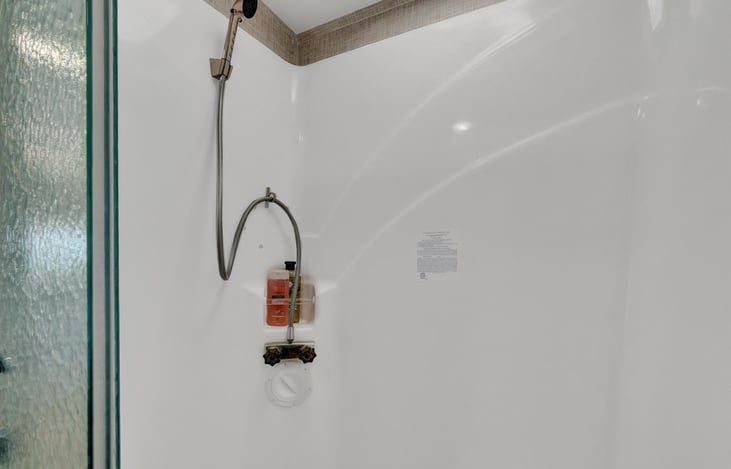 Large shower area for comfortable showers.