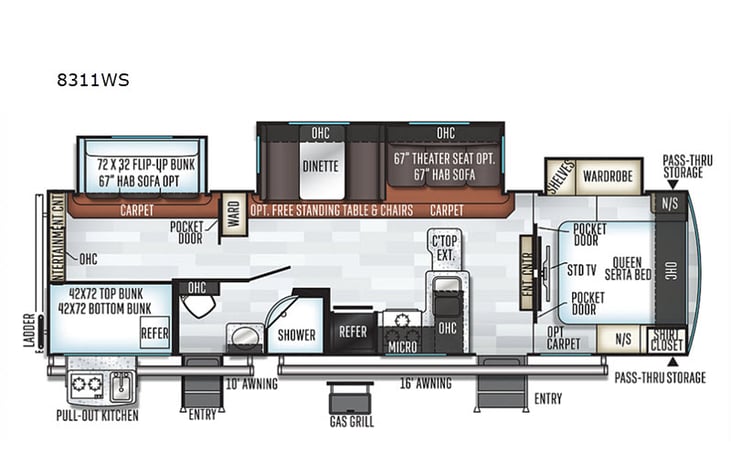 Representative floor plan provided by a trusted RVshare partner.
