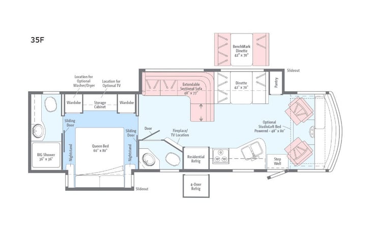 Representative floor plan provided by a trusted RVshare partner.