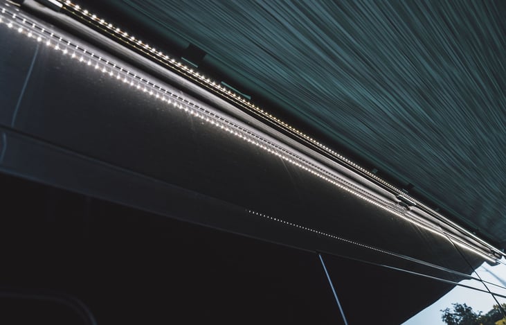 Moana's outside LED lighting is one of her most attractive features. This is a photo of the LED lighting under the awning.