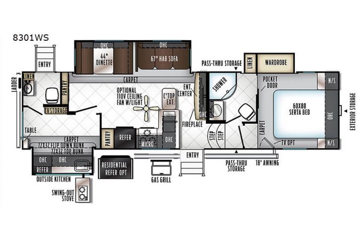 Representative floor plan provided by a trusted RVshare partner.