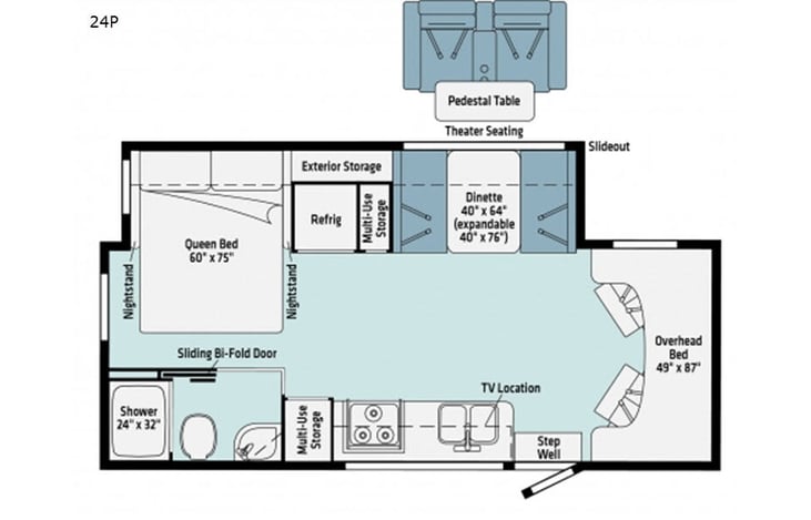 Representative floor plan provided by a trusted RVshare partner.