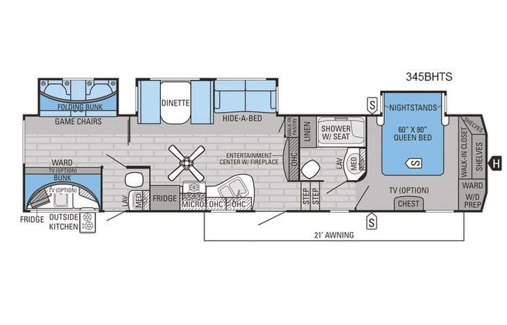 Representative floor plan provided by a trusted RVshare partner.