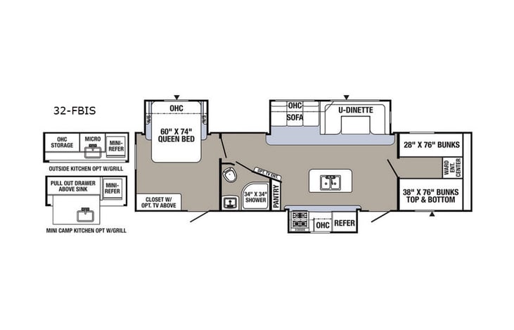 Representative floor plan provided by a trusted RVshare partner.