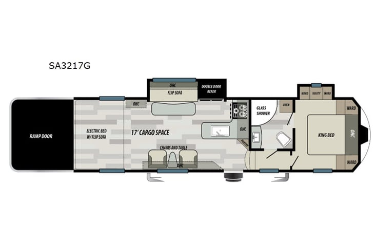 Representative floor plan provided by a trusted RVshare partner.