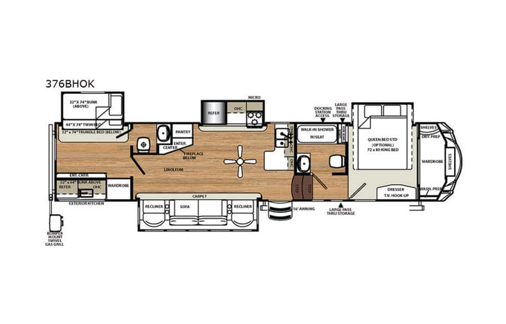 Representative floor plan provided by a trusted RVshare partner.