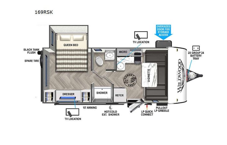 Representative floor plan provided by a trusted RVshare partner.