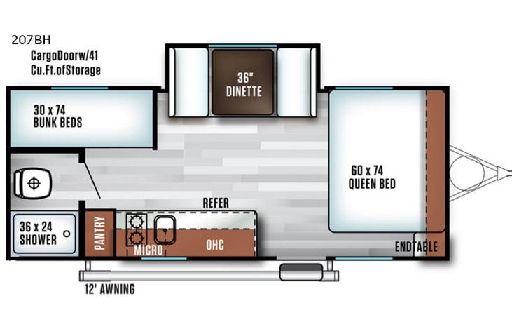 Representative floor plan provided by a trusted RVshare partner.