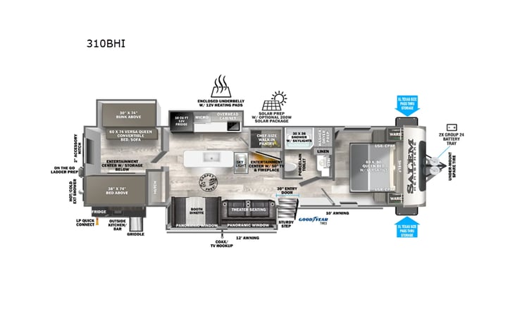 Representative floor plan provided by a trusted RVshare partner.