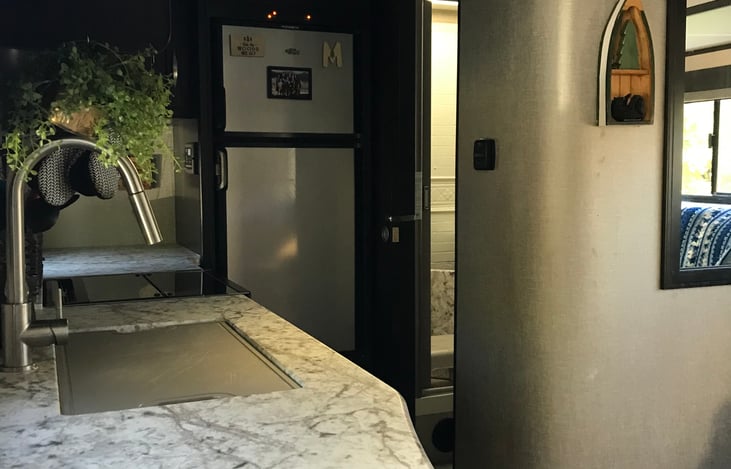 Tons of counter space and everything you need for cooking.