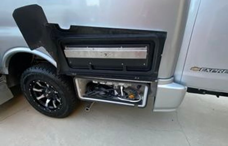 Outside shower, cable, electrical and water hook-up