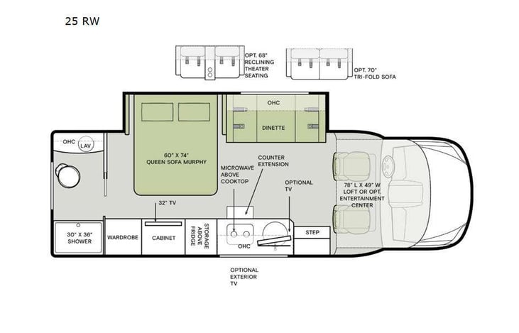 Representative floor plan provided by a trusted RVshare partner.