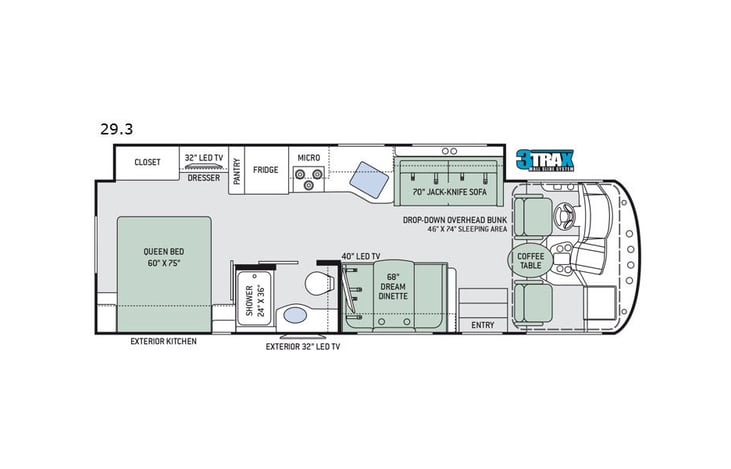 Representative floor plan provided by a trusted RVshare partner.