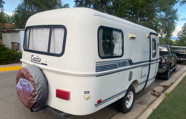Casita spare tire and rear view