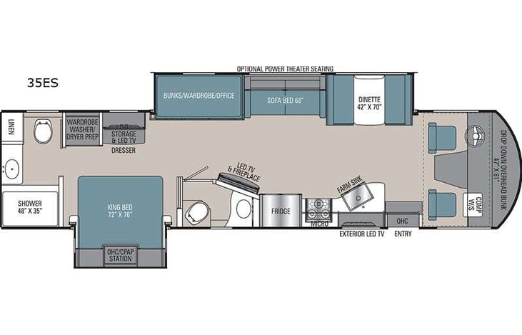 Representative floor plan provided by a trusted RVshare partner.