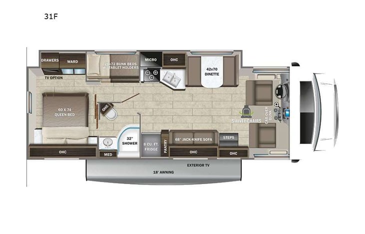 Representative floor plan provided by a trusted RVshare partner.