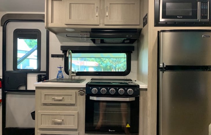 Stove, oven, sink and microwave