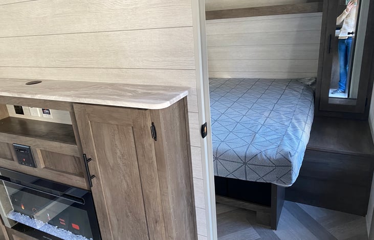 Master bedroom has door for privacy