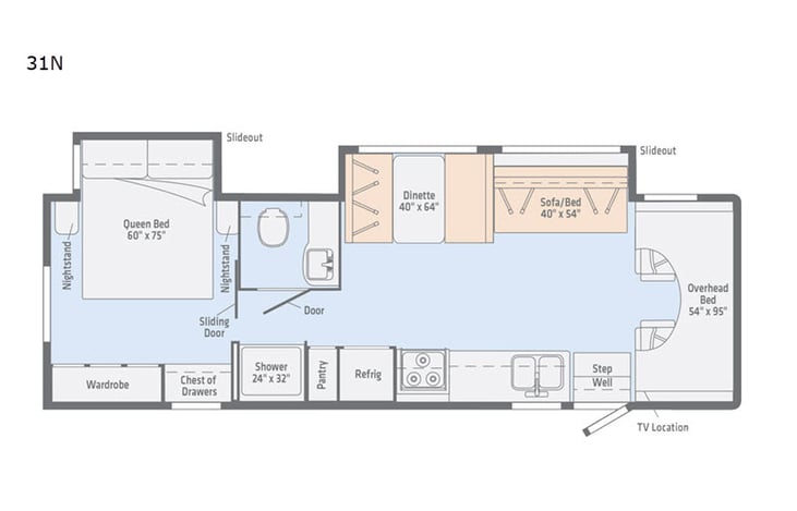 Representative floor plan provided by a trusted RVshare partner.