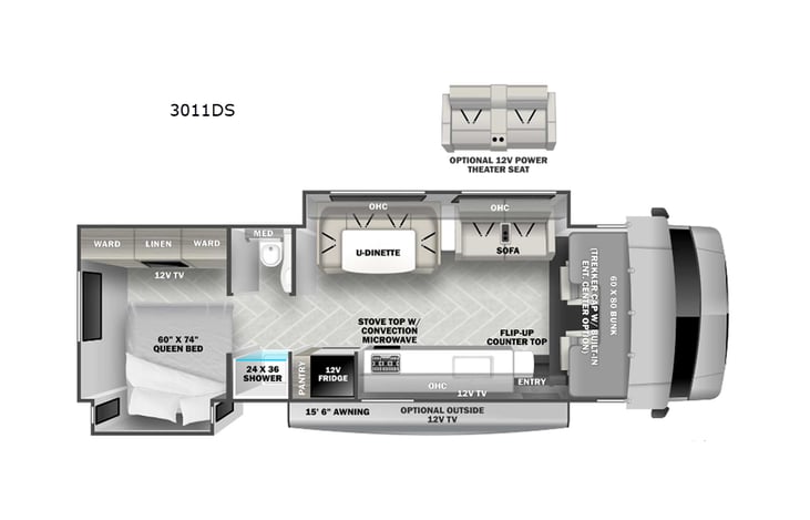 Representative floor plan provided by a trusted RVshare partner.