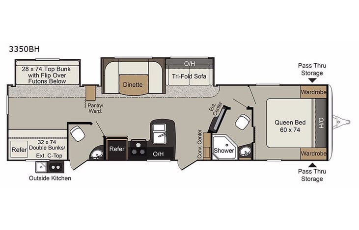 Representative floor plan provided by a trusted RVshare partner.