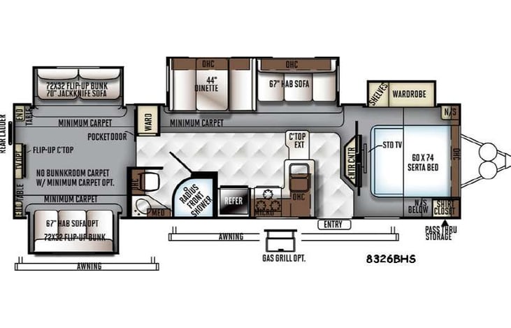 Representative floor plan provided by a trusted RVshare partner.