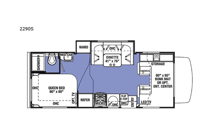 Representative floor plan provided by a trusted RVshare partner.