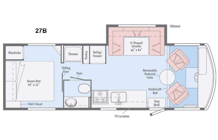 Representative floor plan provided by a trusted RVshare partner.