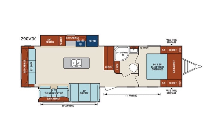 Representative floor plan provided by a trusted RVshare partner.